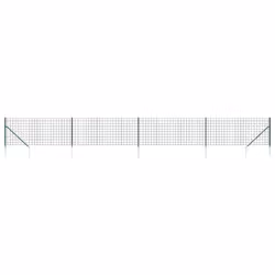 vidaXL Wire Mesh Fence with Spike Anchors Garden Fencing Mesh Green - 0.8 x 10 m