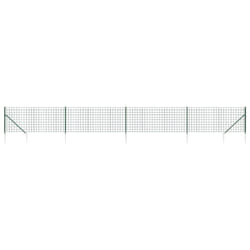 vidaXL Wire Mesh Fence with Spike Anchors Garden Fencing Mesh Green - 0.8 x 10 m