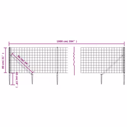 vidaXL Wire Mesh Fence with Spike Anchors Garden Fencing Mesh Green - 0.8 x 10 m