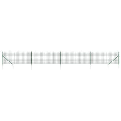 vidaXL Wire Mesh Fence with Spike Anchors Garden Fencing Mesh Green - 1 x 10 m