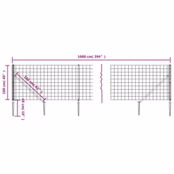 vidaXL Wire Mesh Fence with Spike Anchors Garden Fencing Mesh Green - 1 x 10 m