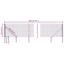vidaXL Wire Mesh Fence with Spike Anchors Garden Fencing Mesh Green 1.1x10 m - Additional view 3