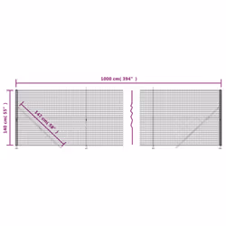 vidaXL Wire Mesh Fence with Flange Fence Panel Chain Link Fence Green 2x25 m - green, 1.4 x 10 m - Additional view 3