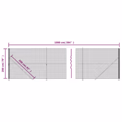 vidaXL Wire Mesh Fence with Flange Fence Panel Chain Link Fence Green 2x25 m - green, 2 x 10 m - Additional view 5