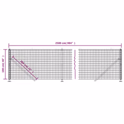 vidaXL Wire Mesh Fence with Flange Fence Panel Chain Link Fence Green 2x25 m - green, 1 x 25 m - Additional view 3