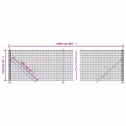 vidaXL Wire Mesh Fence with Flange Fence Panel Chain Link Fence Green 2x25 m - green, 1.1 x 25 m - Additional view 3