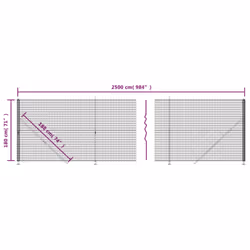 vidaXL Wire Mesh Fence with Flange Fence Panel Chain Link Fence Green 2x25 m - green, 1.8 x 25 m - Additional view 3