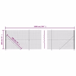 vidaXL Wire Mesh Fence Garden Wire Fencing Mesh with Flange Anthracite 2x25 m - green, 1.8 x 10 m