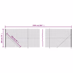 vidaXL Wire Mesh Fence Garden Wire Fencing Mesh with Flange Anthracite 2x25 m - green, 2 x 25 m - Additional view 3