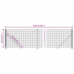 vidaXL Wire Mesh Fence Garden Wire Fencing Mesh Outdoor Fence with flange - green, 0.8 x 10 m/ 1 pcs - Additional view 3