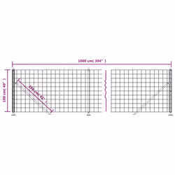 vidaXL Wire Mesh Fence Garden Wire Fencing Mesh Outdoor Fence with flange - green, 1 x 10 m