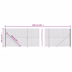 vidaXL Wire Mesh Fence Garden Wire Fencing Mesh Outdoor Fence with flange - green, 1.6 x 10 m