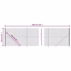 vidaXL Wire Mesh Fence Garden Wire Fencing Mesh Outdoor Fence with flange - green, 2.2 x 10 m/ 1 pcs - Additional view 3