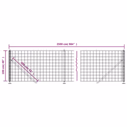 vidaXL Wire Mesh Fence Garden Wire Fencing Mesh Outdoor Fence with flange - green, 1 x 25 m
