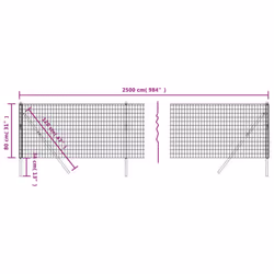 vidaXL Wire Mesh Fence Chain Link Fence Panel Green Galvanised Steel 1.4x10 m - anthracite, 0.8 x 25 m