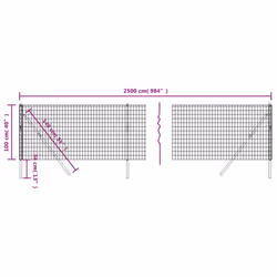vidaXL Wire Mesh Fence Chain Link Fence Panel Green Galvanised Steel 1.4x10 m - anthracite, 1 x 25 m