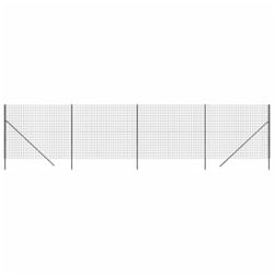 vidaXL Wire Mesh Fence Chain Link Fence Panel Green Galvanised Steel 0.8x10 m - anthracite, 2 x 10 m