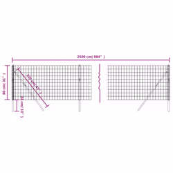 vidaXL Wire Mesh Fence Chain Link Fence Panel Green Galvanised Steel 0.8x10 m - anthracite, 0.8 x 25 m - Additional view 4