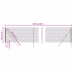 vidaXL Wire Mesh Fence Chain Link Fence Panel Green Galvanised Steel 0.8x10 m - anthracite, 1 x 25 m