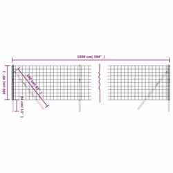 vidaXL Wire Mesh Fence Garden Wire Fencing Mesh Outdoor Fence Galvanised Steel - anthracite, 1 x 10 m