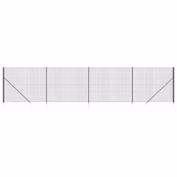 vidaXL Wire Mesh Fence Outdoor Garden Wire Fencing Mesh with Spike Anchors - anthracite, 1.4 x 10 m