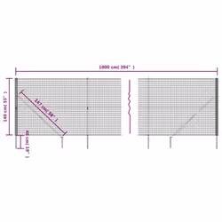 vidaXL Wire Mesh Fence Outdoor Garden Wire Fencing Mesh with Spike Anchors - anthracite, 1.4 x 10 m