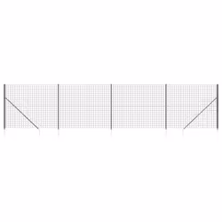 vidaXL Wire Mesh Fence Outdoor Garden Wire Fencing Mesh with Spike Anchors - anthracite, 1.6 x 10 m