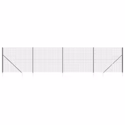vidaXL Wire Mesh Fence Outdoor Garden Wire Fencing Mesh with Spike Anchors - anthracite, 2.2 x 10 m