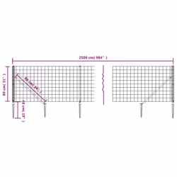vidaXL Wire Mesh Fence Outdoor Garden Wire Fencing Mesh with Spike Anchors - anthracite, 0.8 x 25 m