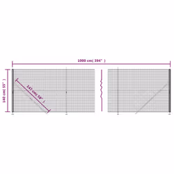 vidaXL Wire Mesh Fence with Flange Fence Panel Chain Link Fence Green 2x25 m - anthracite, 1.4 x 10 m - Additional view 3