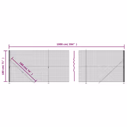 vidaXL Wire Mesh Fence with Flange Garden Fencing Mesh Anthracite 1.8x10 m - 1.8 x 10 m/ 1 pcs