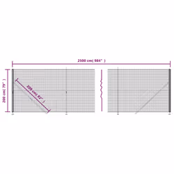 vidaXL Wire Mesh Fence with Flange Fence Panel Chain Link Fence Green 2x25 m - anthracite, 2 x 25 m