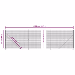 vidaXL Wire Mesh Fence with Flange Fence Panel Chain Link Fence Green 2x25 m - anthracite, 2.2 x 25 m - Additional view 3