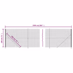 vidaXL Wire Mesh Fence Garden Wire Fencing Mesh with Flange Anthracite 2x25 m - anthracite, 1.8 x 25 m - Additional view 5
