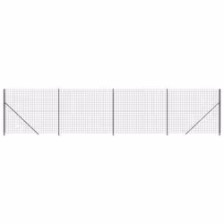 vidaXL Wire Mesh Fence Garden Wire Fencing Mesh Outdoor Fence with flange - anthracite, 1.4 x 10 m