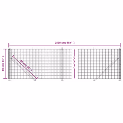 vidaXL Wire Mesh Fence Garden Wire Fencing Mesh Outdoor Fence with flange - anthracite, 0.8 x 25 m