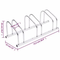 vidaXL Bike Rack Bike Stand Floor for 2 Bikes Bicycle Storage Galvanised Steel - steel, 3 people - Additional view 5
