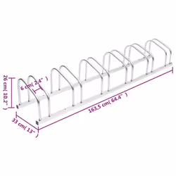 vidaXL Bike Rack Bike Stand Floor for 2 Bikes Bicycle Storage Galvanised Steel - steel, 6 people