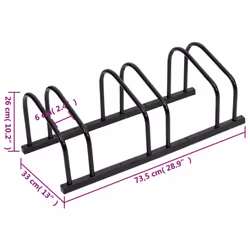 vidaXL Bike Rack Bike Stand Floor for 2 Bikes Bicycle Storage Galvanised Steel - black, 3 people