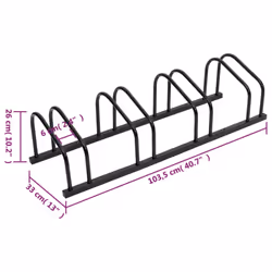 vidaXL Bike Rack Bike Stand Floor for 2 Bikes Bicycle Storage Galvanised Steel - black, 4 people