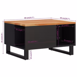 vidaXL Coffee Table Side Table Accent Table Sofa Tea Table Solid Wood Mango - brown, 60x50x35 cm - Additional view 7