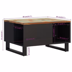 vidaXL Coffee Table Side Table Accent Table Sofa Tea Table Solid Wood Mango - multicolour, 60x50x35 cm - Additional view 7
