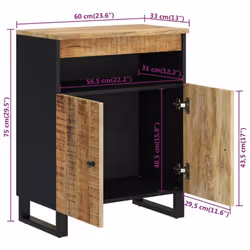vidaXL Sideboard Side Cabinet with 2 Doors Cupboard Highboard Solid Wood Mango - light brown