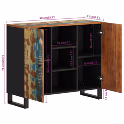 vidaXL Sideboard Side Cabinet with 2 Doors Cupboard Highboard Solid Wood Mango - multicolour - Additional view 8