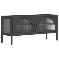 vidaXL TV Cabinet TV Stand Media Cabinet Unit Sideboard Black Glass and Steel