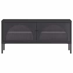vidaXL TV Cabinet TV Stand Media Cabinet Unit Sideboard Black Glass and Steel - Additional view 4