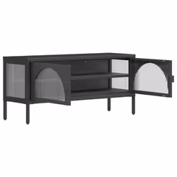 vidaXL TV Cabinet TV Stand Media Cabinet Unit Sideboard Black Glass and Steel - Additional view 6