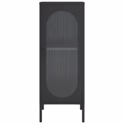 vidaXL Sideboard Storage Cabinet Cupboard Side Cabinet Black Glass and Steel - Additional view 5