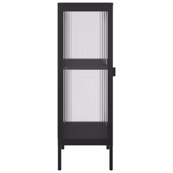 vidaXL Sideboard Storage Cabinet Cupboard Side Cabinet Black Glass and Steel - Additional view 6