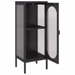vidaXL Sideboard Storage Cabinet Cupboard Side Cabinet Black Glass and Steel - Additional view 7